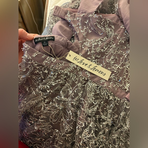 For Love And Lemons - Brynne Lavender and Silver Lace Dress - Picture 4 of 15